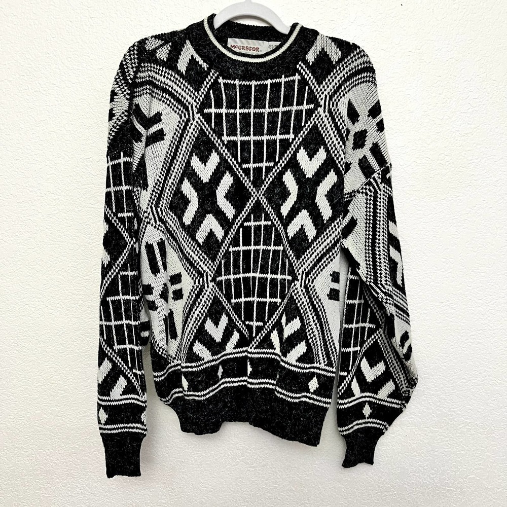 MCGREGOR Vintage Men's size XL Geometric Multi Print Crewneck Pullover Sweater - Picture 1 of 4